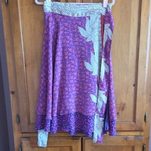 Impressions Purple and Cream Floral Skirt